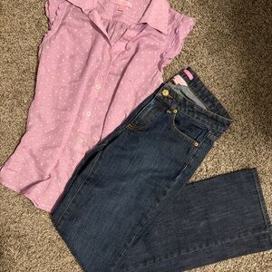 Lilly Pulitzer Outfit Blouse and Jeans Size 2